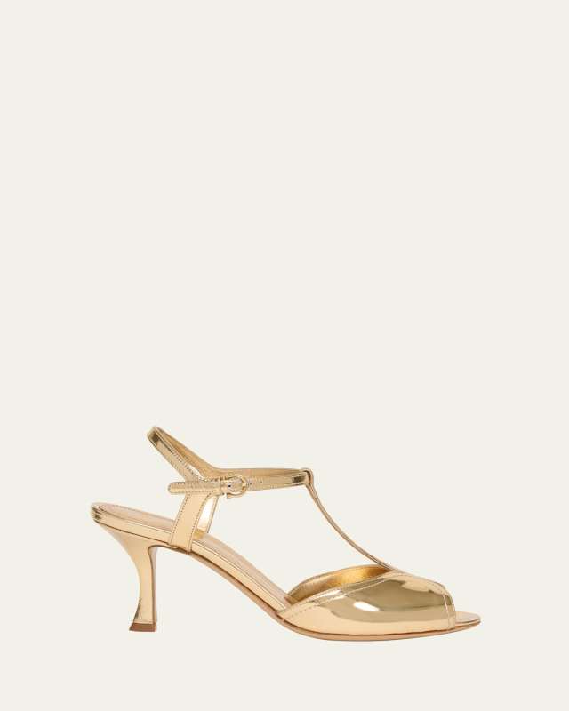 Ely Metallic T-Strap Sandals